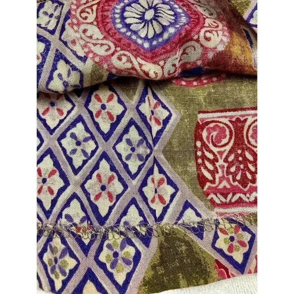 90's Black Island 2 PC Blouse Skirt Set Petite M Retro Pattern Elastic VTG - Picture 11 of 15